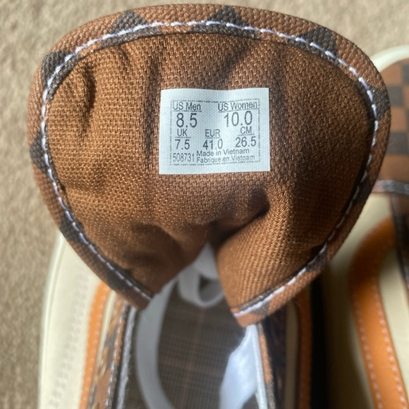 Vans Old Skool Checked Skater Brown and Cream size 10 women 8.5 men new - Picture 5 of 6